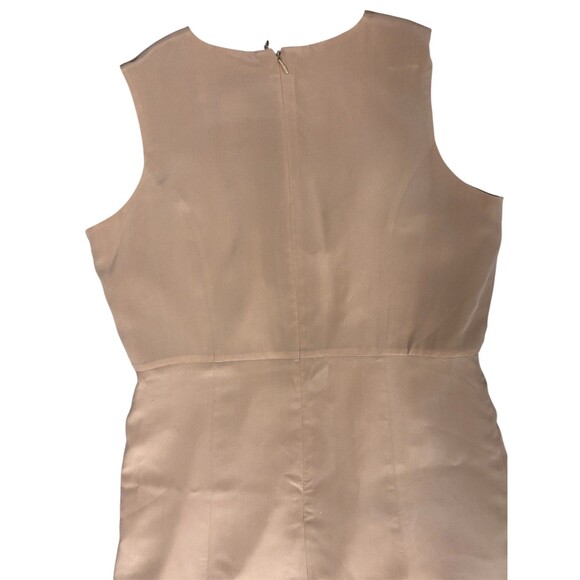 Victoria Holley Tan 100% Silk Defined Waist Sleeveless Midi/Maxi Dress - 8P - Picture 3 of 4